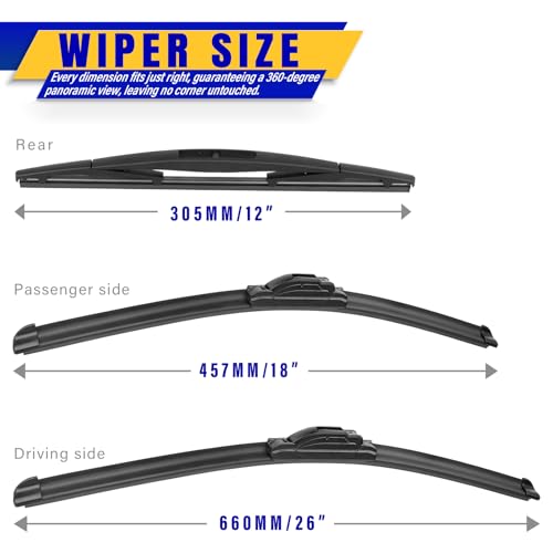 Image of 3 wipers Replacement for 2017-2023 Acura RDX Nissan Murano Infiniti QX50, Windshield Wiper Blades Original Equipment Replacement - 26 inch /18 inch /12 inch (Set of 3)