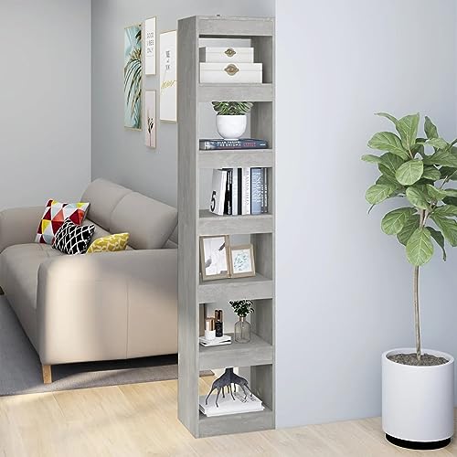 Cinyiqo Estantería/Divisor de Espacios Gris hormigón 40x30x198 cm, Libreria Estanteria, Muebles Auxiliares, Estanterias Almacenaje, Mueble Almacenaje, Mueble Organizador, Estanteria Oficina - 811641