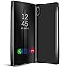 Produktbild Conie MF2567 Mirror Flip Kompatibel mit iPhone XS Max, Mirror Case Hülle Standfunktion Spiegel Effekt Flip Cover One Touch Bedienung für iPhone XS Max Bookcover Schwarz
