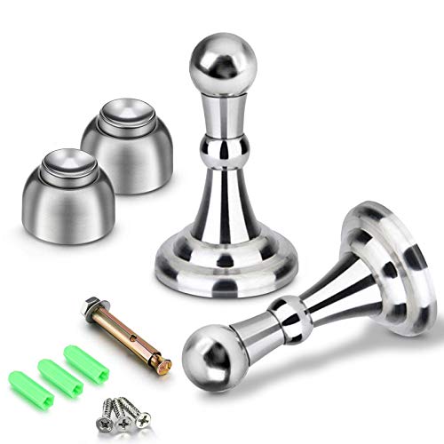 Door Stopper, 2 Pack Magnetic Door Stop, Stainless Steel Door Catch, Holder No Need to Drill - 3M Double-Sided Adhesive Tape, Hold Your Door Open Soft, Wall Mount for Bedroom Bathroom Kitchen Office