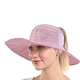 Cutewing Sun Visor Hats for Women UV Protection with Large Wide Brim Foldable Sun Beach Hat Cap with String for Girls Travel Packable.