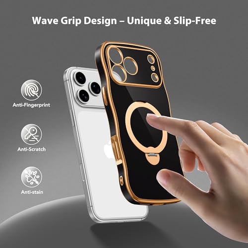 GolbinBox for iPhone 17 Pro Case with Magnetic Ring Stand and Wavy Edge - image 9
