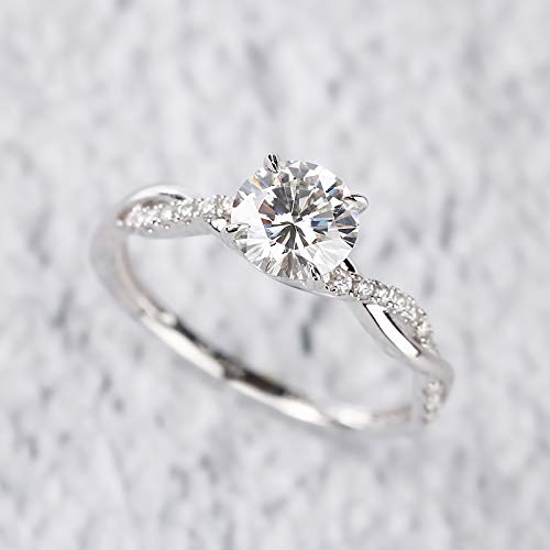 1.16 Carat (ctw) Moissanite Engagement Rings for Women Platinum Plated Silver ring moissanite rings2