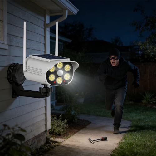 Lampe solaire de simulation de sécurité projecteur extérieur pour clôture et patio