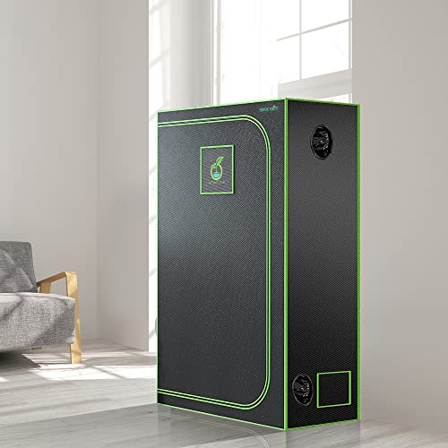 Serenelifehome Small Hydroponic Grow Tent Garden - 48'' X 24'' X 60'' Indoor Plant Growing System W/Durable Reflective 600D Mylar,Includes Removable Floor Tray,Pole Shelf,Black And Green,Slgt48S #TOP6