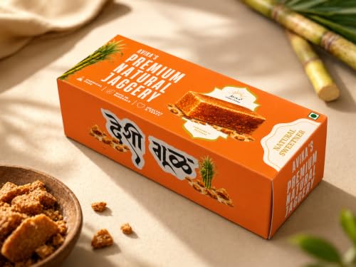 Image of Avika Global Trades Premium Natural Sugarcane Jaggery Block | Authentic Desi Gud | 0g Added Sugar | Healthy Sugar Substitute for Tea & Sweets (Pack of 1 (900g)