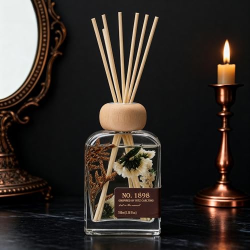 Luxury Hotel Scent Reed Diffuser 100ml (3.38oz) | No.1898 Hotel Collection Diffuser Oil Inspired by Ritz Carlton | Home, Bathroom &amp; Office Decor | Long-Lasting Room Freshener Gift Set