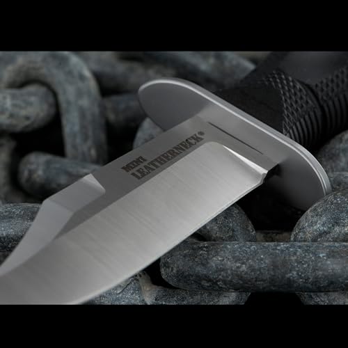 Image of Cold Steel Mini Leatherneck Clip Point Compact Lightweight 3.5 inch 8CR13MOV Steel Fixed Blade Outdoor Hunting Utility Knife, 3.25 inch Textured Ergonomic Kray-Ex Handle, Secure-Ex Sheath