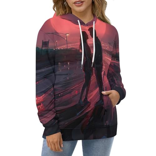 Sweat à capuche couple de rue pull unisexe manche longue noir taille S - 5