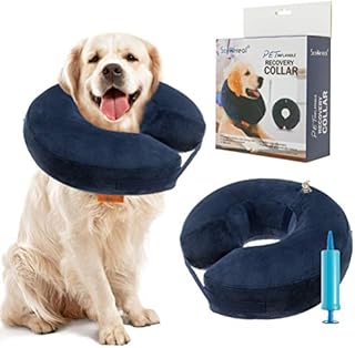 SCENEREAL Inflatable Dog Collar - Soft Recovery Cone Alternative for after Surgery, Doughnut Style for Puppy and Cats