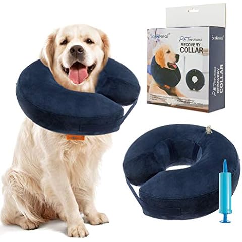 SCENEREAL Inflatable Dog Collar - Soft Recovery Cone Alternative for after Surgery, Doughnut Style for Puppy and Cats Cover