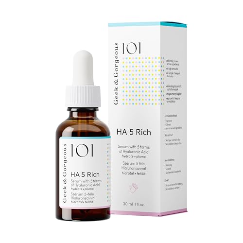 Geek & Gorgeous HA 5 Rich Hyaluron Serum, 5 Arten Hyaluronsäure, Feuchtigkeitsspendend & Straffend, Für Normale & Trockene Haut, 30 ml