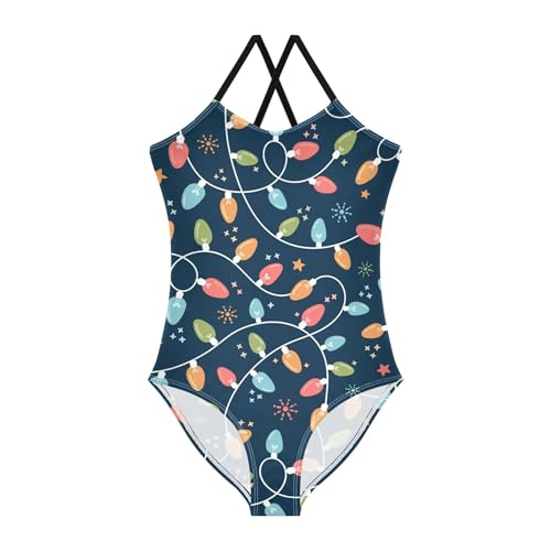 Christmas Retro Light Baby Girls' Swimwear Quick Dry Toddler Girl One Piece Swimsuit Bathing Suits Size 3T-10Y