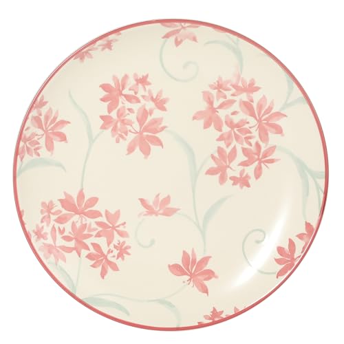 Image of Gibson Home Admiral Hall 12-Piece Matte Stoneware Dinnerware Set - Dinner Plates, Salad Plates & Bowls with Pink Floral Pattern, Durable Everyday Dish Set, Microwave & Dishwasher Safe