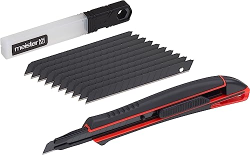 Meister Universalmesser-Set 'Black Line' - 11-teilig - Abbrechmesser (9 mm) - Mit 10 Ersatzklingen - Extrascharf - Zum Schneiden sämtlicher Materialien / Cutter / Cuttermesser / 9403850