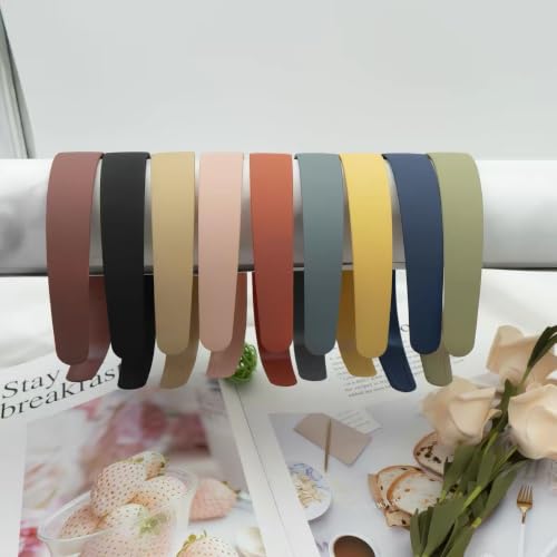 Image of Diversa Solid Plastic Headbands for Girls & Women, Hairband for School, Everyday Use Plain Broad Headband, 1 Inch Headband with Teeth, Pack of 6 (MULTICOLOUR MATTE)
