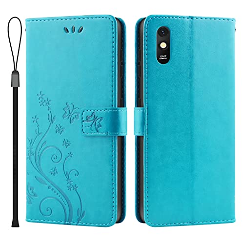 Nupcknn Funda para Xiaomi Redmi 9A   Redmi 9AT, Libro Caso Piel PU Soporte Plegable Ranuras Cartera con Tapa Tarjetas Magnético Cuero Flip Carcasas - Azul