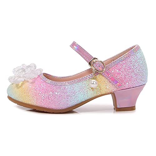 Girls Dress Flat Toddler Princess Glitter Flower Big Kids Shoes Mary Jane Low Heels for Party Wedding Flat3