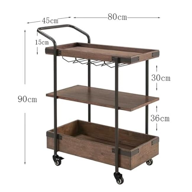 Kitchen Cart,Wine Serving Bar Cart,3 Tier Home Rolling Rack, with Wheels,Mobile Kitchen Serving Cart-h8zAdC4x
