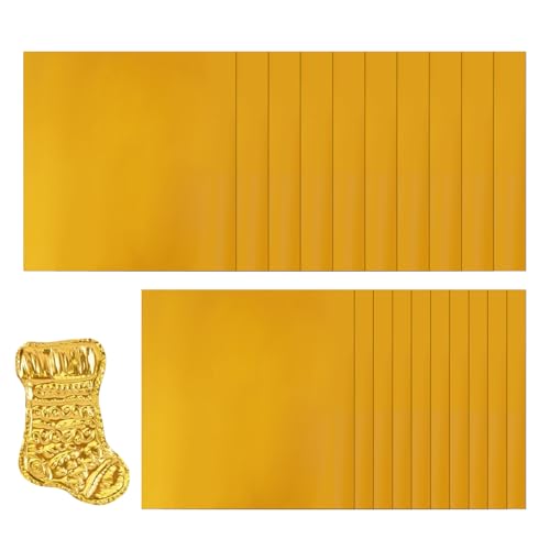 Feuille D'aluminium Dorée – Feuille Gaufrée Pour Art De Noël, 20 Feuilles Gaufrées Robustes De 15 X 15 Cm | Feuilles D'artisanat Pour La Peinture, La Gravure, Le Montage, Le Travail Des Métaux, La Déc