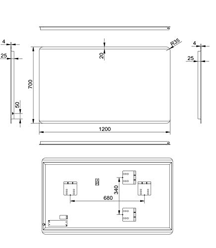 Badkamerspiegel met verlichting Talos Chic - badkamerspiegel 120 x 70 cm - met verlichte ruimte licht - lichtkleur neutraal wit - hoogwaardig aluminium frame - verticale en horizontale ophanging - Image 7