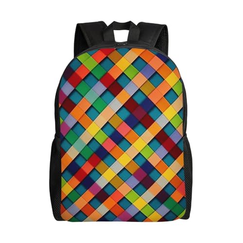 QSMJKLD Mochila xadrez colorida para laptop para mulheres e homens, mochila para computador, leve, casual, mochila para o dia 40,6 cm