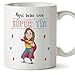 MUGFFINS Tazas Tía - Aquí Bebe una Super Tía - Taza Desayuno Original/Idea Regalo Cumpleaños. Cerámica 350 mL