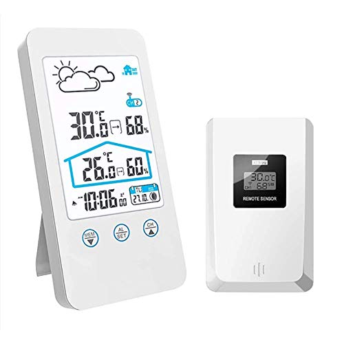Drahtlose Wetterstation, drahtloses digitales Indoor-Outdoor-Thermometer Barometer Feuchtigkeitsmesser Wetterstation Uhr mit Outdoor-Sensor