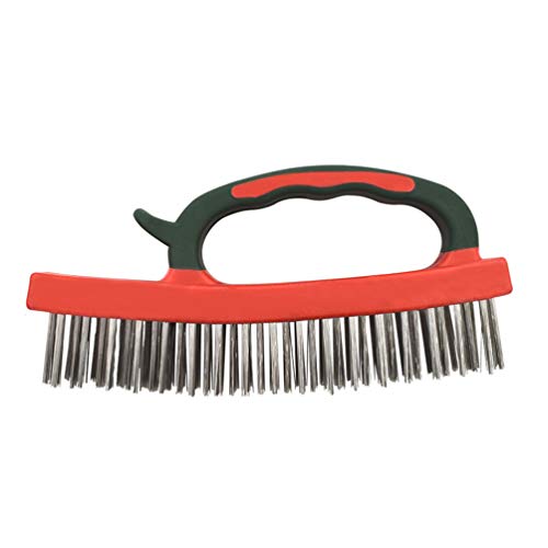 Heavy Duty Steel Wire Brush for Barbecue Grill, BBQ Net Grid, Decontamination, Remove Grease, Industrial Stainless Steel Rust Removal, 68 Strands of Steel Wire, D-Shape Hand Design