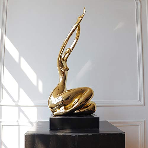 Amazon.co.jp: ゴールド シルバー 抽象的 女性 座る 位置 ストレッチ  