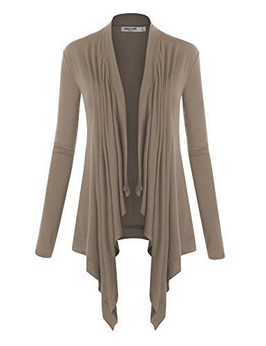 Image of Lock and Love Women's Draped Front Open Asymmetrical Cardigan - Casual Long Sleeve Lightweight Duster