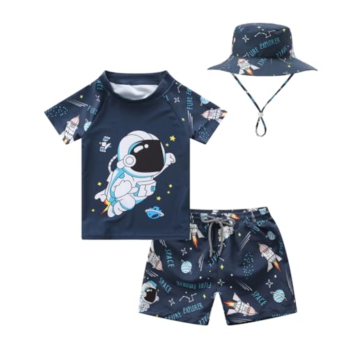 Image of Toddlers and Baby Boys' 3-Piece Rash Guard Swimsuits Kids Long Sleeve Sunsuit Swimwear Sets
