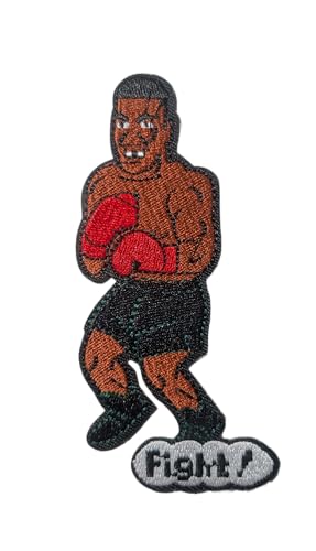 Fight Mike Punch Out Patch | Retro 8-Bit NES Gaming Boxer | Pixel Art Style Video Game Nostalgia | Embroidered Iron-On Applique | DIY Jacket Backpack Hat Decor | 4.5" x 2"
