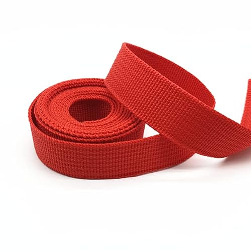 WENYAGUO Polyester Cotton Webbing Strap, 50 Yards 20mm Polyester Webbing Multicolor for Belts Bags Pet Accessories(Red)