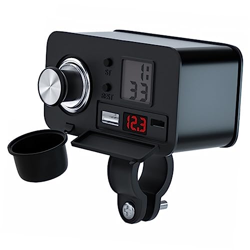 Lurrose 12V Cargador USB De Motocicleta Voltímetro LED Cargador para Móvil y Tablet con Interruptor Multiusos