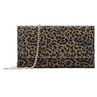 U+U Crossbody Bags for Women, Black Crossbody Handbags Cell Phone Wallet Small Purse with Credit Card Slots and Removebale Chain (Leopard)