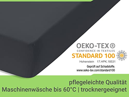 Emily´s Check Doppelpack Bettlaken Betttuch Spannbettlaken 1493.2123, 140 x 190-200 cm, Anthrazit – Ansicht 6