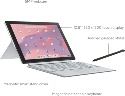 Image of ASUS Chromebook CM30 Detachable 10.5 Inch 2-in-1 Laptop and Tablet | FHD Touchscreen Display, Fast-Charging Stylus | 4GB RAM, 64GB Storage | WiFi 6 | ChromeOS, Fog Silver | 12HR Battery Life