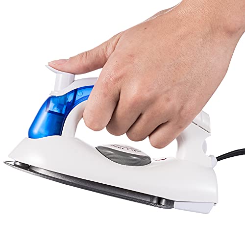 DenniesCare Travel Iron Portable Steam Iron for Clothes Handheld Steamer Mini Iron Non-Stick Sole Plate Dry Ironing and Steam Ironing Fast Heated up Detachable Water Tank Blue