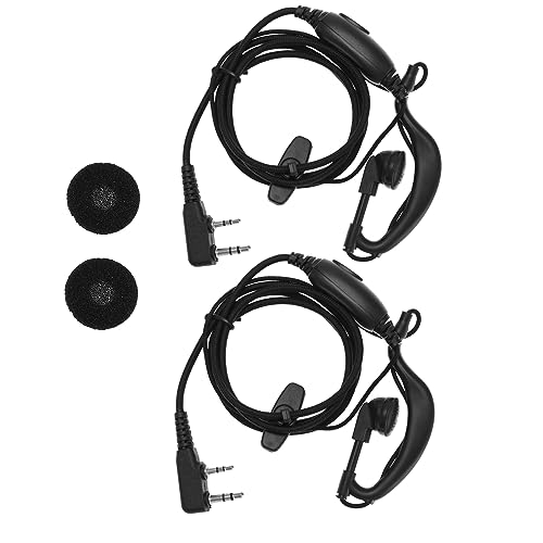 ECSiNG 2pcs Oreillette Talkie-walkie en Forme de G avec Micro PTT pour Divers Modèles de Talkie-walkie Casque Radio 2 Broches Câble Tressé Accessoires Radio Bidirectionnels