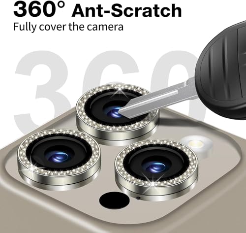 Image of inchiPhone 15 Pro / 15 Pro Max Camera Lens Protector Ring - Premium 9H Tempered Glass Lens Guard, Anti-Scratch, Anti-Drop, HD Clear Camera Lens Cover for Ultimate Protection and Durability inch Diamond Titanium