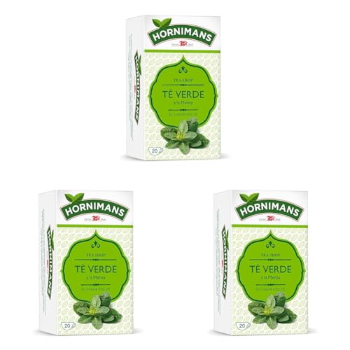 Hornimans Té Verde a la Menta Ingredientes 100% Naturales | 20 bolsitas | Con Teína (Paquete de 3)