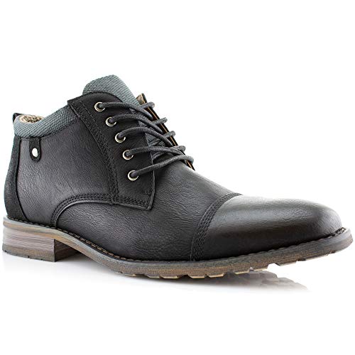 Image of Polar Fox Men's Casual Cap-Toe Ankle Boot Collection | Lace-Up Work, Combat, and Chukka Styles