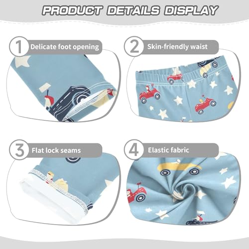 Cute Car Stars Girls Leggings Ultra Soft Compression Yoga Gym Pants for Kids 4-10T3