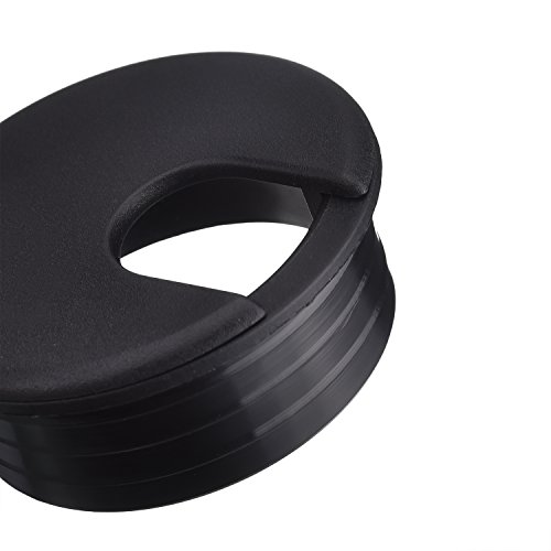 BBTO 45 mm Schwarz Schreibtisch Grommet Kabel Kabel Draht Tülle PC Computer Schreibtisch Kunststoff Ösen Kabel Ordentlich Draht Loch Abdeckung Draht Organisatoren (6 Packung)