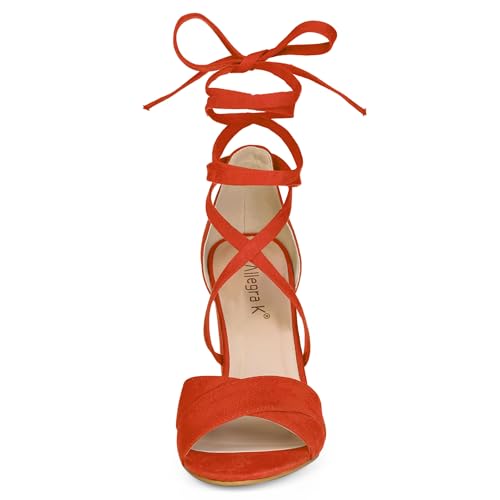 Allegra K Women's Block Heeled Lace Up Sandals2
