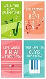 Nerdy Words Mini Music Piano Instrumento Tema San Valentín (Tarjetas de tamaño cartera con sobres pequeños) para el día de San Valentín (juego de 24)