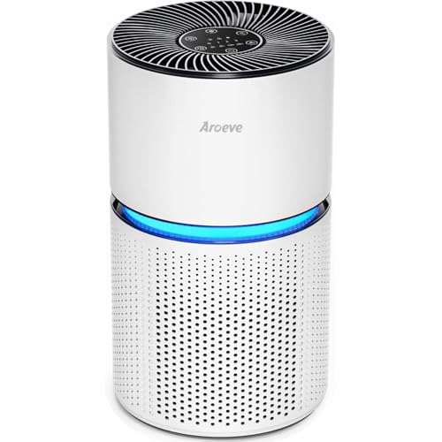 AROEVE Air Purifiers for Home Large Room Coverage Up to 1095 Sq.Ft Air Cleaner Impressive Filtration Remove Dust, Pet Dander for Office, Bedroom, MK03- White