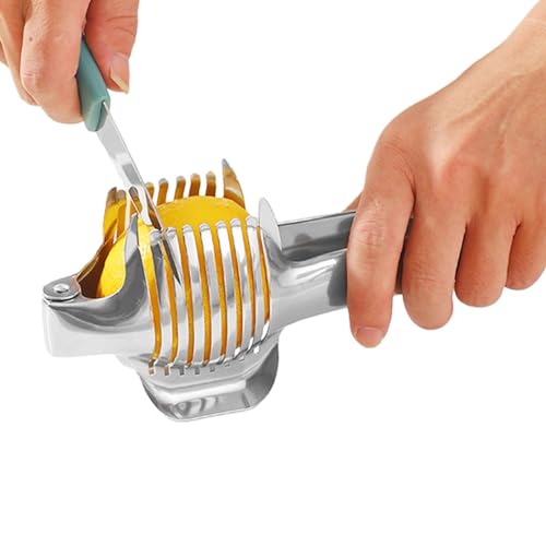 Cortadora de limón - Cortador de frutas portátil de acero inoxidable, para cortar huevos | tomate, fruta, cebolla, molino, pinza de guía, utensilios de cocina po