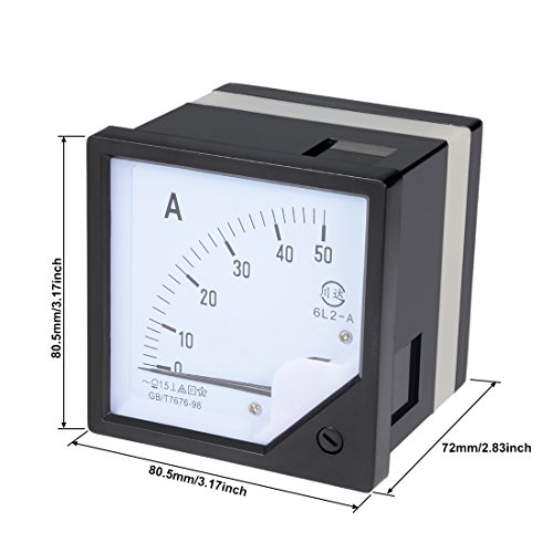 Image of uxcell AC 0-50A Analog Panel Ammeter Gauge Ampere Current Meter 6L2 1.5 Error Margin